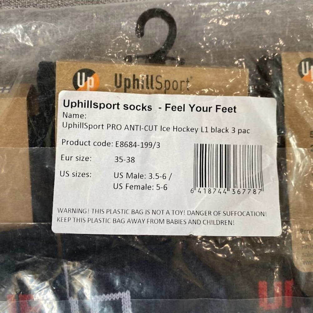 3-Pack Ice Hockey Knee Length L1 Compressed Shaft with Quick Dry Black - Picture 4 of 6